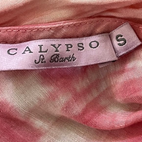 Calypso St. Barth Pink Shibori Dyed Wrap Dress Size Small Summer Linen Cotton - Picture 10 of 15